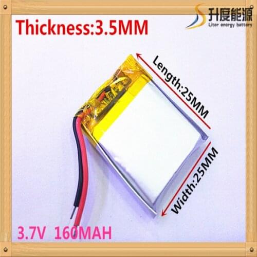 Best battery brand MP3 MP4 free shipping 3.7V lithium polymer battery 352424 352525 160MAH MP3 MP4 MP5 small toys GPS