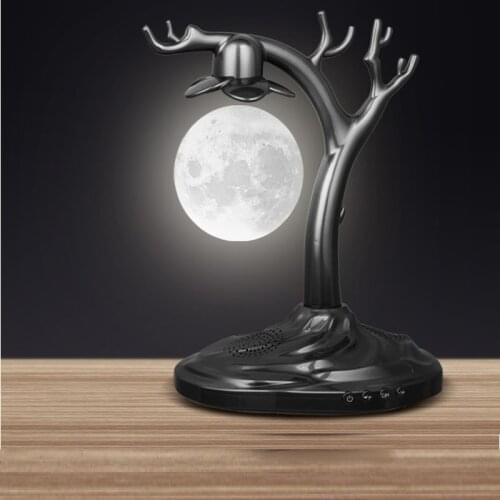 2019 Magnetic Suspension 3D Moon Lamp LED Bluetooth Speaker Smart Bass Wireless Charging Speaker Home Audio Decoration