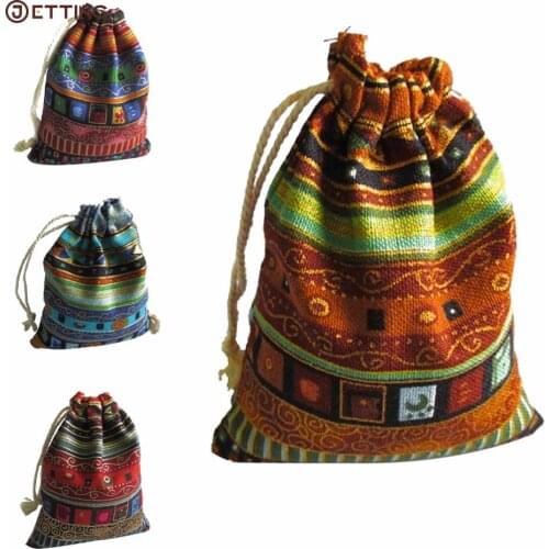 10Pcs New Drawstring Pouches Cotton Gift Jewelry Bags Wedding Favors Vintage Sachet 9.5*12cm