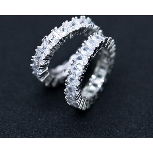 MOFLO Luxury Minimalist Jewelry Heart Shaped Zircon Rings Delicate Simple Design Geometric Full Pave Cubic Zirconia Crystal Ring