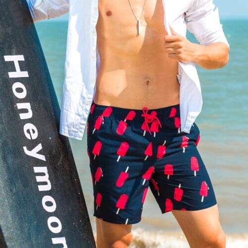 Red Ice lolly print swimwear men summer surfing shorts beach board leisure briefs men swimsuit sunga spa bathing suit quick dry