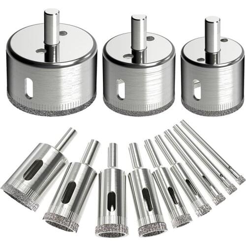 12Pcs Diamond Drill Bits Gl Tile Hole Saw Bits Set, Hollow Core Drill Bits, Extractor Remover Hole Saws for Gl, Ceramics