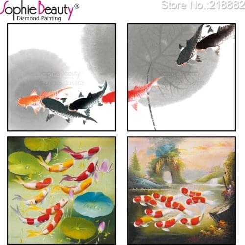 Hot Style Diy Diamond Painting Cross Stitch Needlework Embroidery Chines Cute Animals Fish Kids Gift Handcraft Mosaic Arts Kit