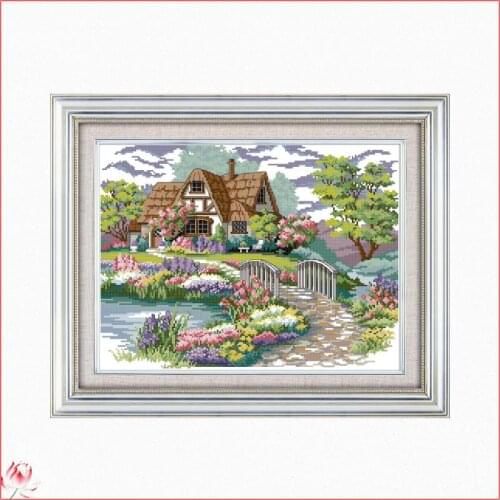 Beautiful Home Cross Stitch Kit Scenery Flowers Pattern 14CT White 11CT Printed Embroidery set DIY Home Decoration Painting