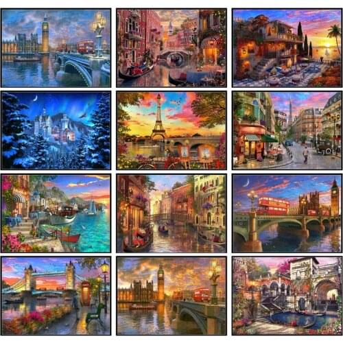 Embroidery Counted Cross Stitch Kits Needlework - Crafts 14 ct DMC Color DIY Arts Handmade Decor - European Scenery