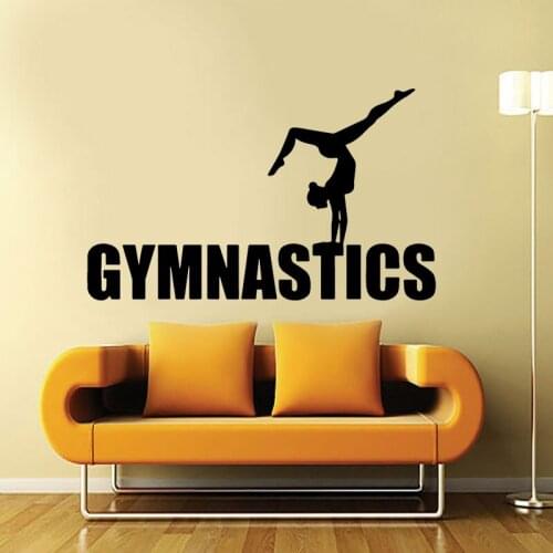 Female Gymnast Jumping Wall Sticker Gymnastics Dancing Wall Decal Sports Decor A335