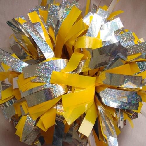 Never Fade 1Piece 180g Cheerleader Pom poms 6" Baton Handle Holographic Mixed Plastic Competion Costume Poms Custom Color