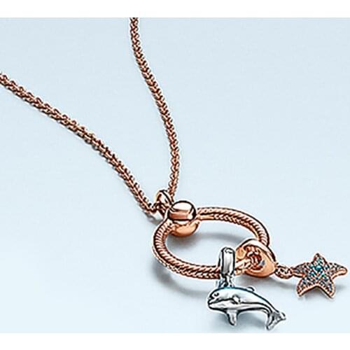 925 sterling silver blue Pandora necklace Shell Ocean series High quality gift multi-styly the most popular female