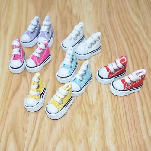 1 Pair Small Doll Shoes Canvas Board Shoes Baby Shoes Accessories Finger Dance Net Red Small Shoes Keychain 3.5CM