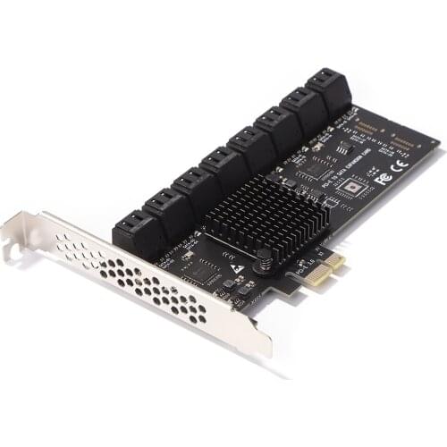 PCI-Express X1 to SATA 3.0 16 Port Controller Expansion Card 6Gbps High Speed Converter Riser Card for Desktop PC Accessories