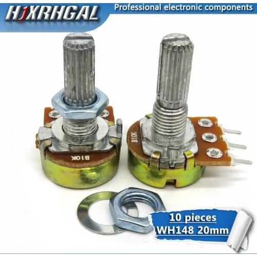 10pcs WH148 20mm 3pin Potentiometer B1K B2K B5K B10K B20K B50K B100K B250K B1M 1K 2K 5K 10K 20K 50K 100K 250K 500K 1M hjxrhgal