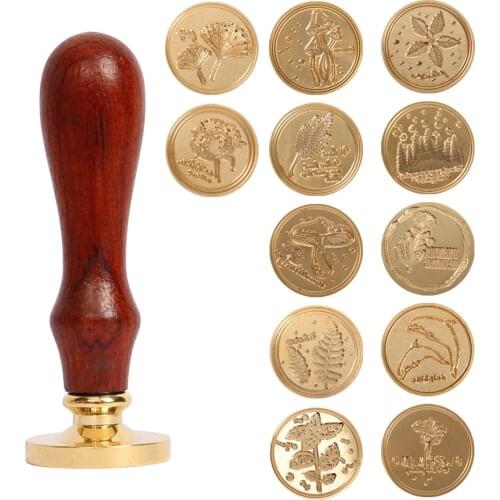 Retro Antique Animal Plant Metal Sealing Wax Stamp Wood Handle Ancient Craft Envelop Stamps Wedding Invitations Wax Seal Stamp