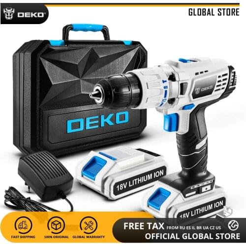 DEKO GCD18DU3 18V Impact Electric Screwdriver Lithium-Ion Battery Cordless Drill Variable Speed Mini Power Driver with LED Light