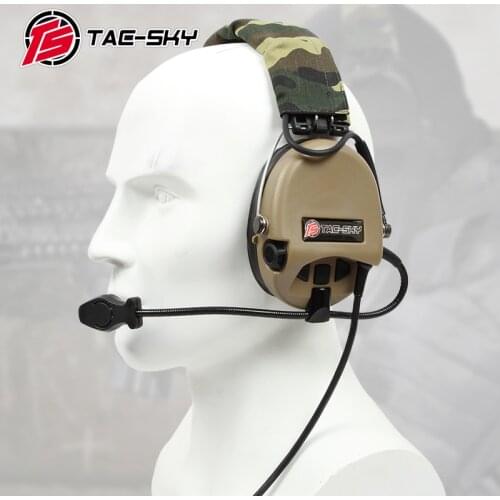 TAC-SKY Airsofte Sordin silicone earmuffs noise reduction pickup military tactical hunting shooting headphones -DE