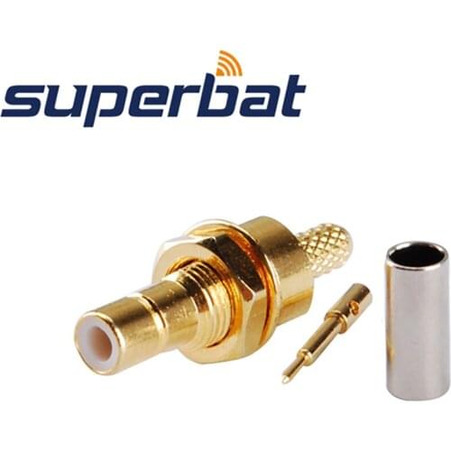 Superbat 10pcs SMB Crimp Jack Bulkhead for Coaxial Cable RG174,RG188A,RG316,LMR100 RF Connector