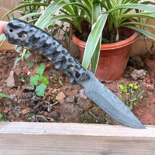 ToughKeng Red Micarta Handle Forge 440 Steel Fixed Blade Knife 58HRC Outdoor Camping Knives for Survival