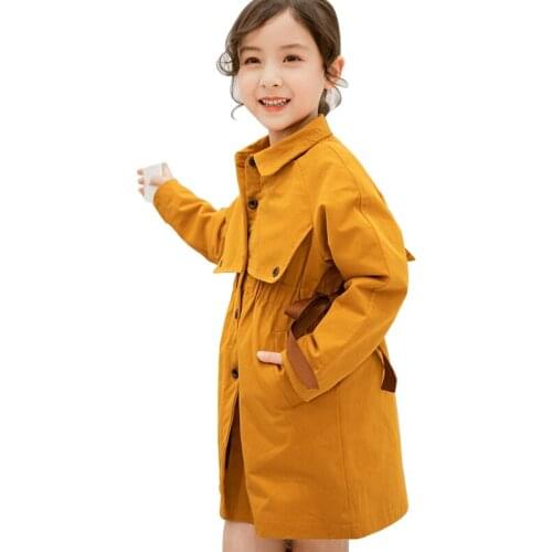 2019 Girls Trench Coats Long Bow Fashion Kids Jackets Autumn Childrens Outerwear Spring Big Girl Windbreaker Princess Cots