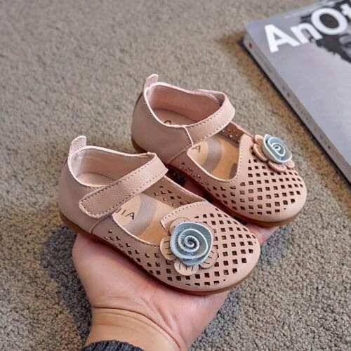 Spring Children Shoes For Girls Toddlers Flats Cut-outs Breathable With Flowers Sweet Princess Kids Floral Shoes Sweet 21-30 New