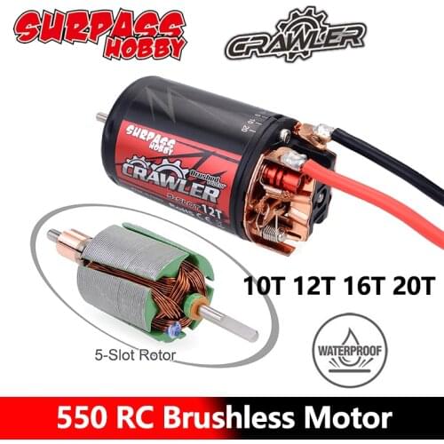 Surpass Hobby Waterproof 5-Slot 550 20T 16T Brushed Motor 80A ESC for 1/10 RC Car Monster Truck TRX4 KM2 SCX10 Crawler Truck Car