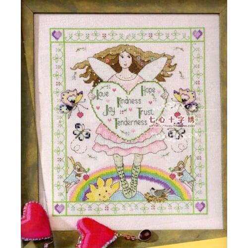 14CT Cross Stitch Fairy Wish: Love Hope Kindness Joy Trust Tenderness 35x40cm CS-096WM