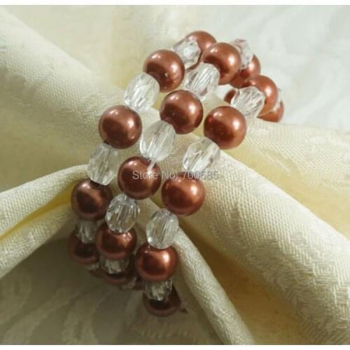 Pearl beaded napkin ring, wedding plastic napkin holder