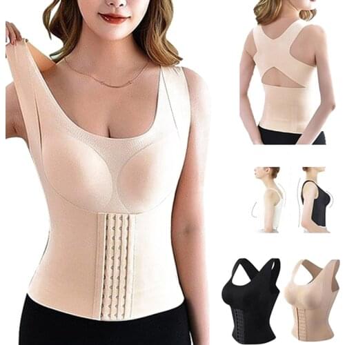 Summmer Women Shapers Wire Free Correct Back Straighten Chest Flat Abdomen Waist Shape Body Button Up Belly Lady Shapers