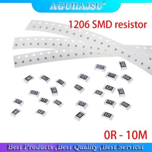 100Pcs 1206 SMD resistor 0R - 10M 1/2W 0 1 10 100 150 220 330 470 ohm 1K 2.2K 3.3K 4.7K 10K 100K 120K 270K 470K 680K 10M