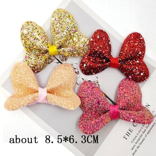 12pcs/lot Glitter Sequin Bowknot Padded Appliques For DIY Headband Accessories And Craft Clothes Sewing Supplies
