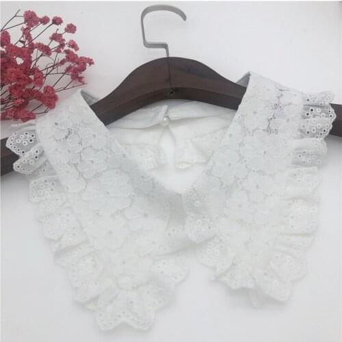 Floral Lace Embroidery Fake Collar for Women Doll Detachable Shirt Collar False Blouse Collar Neckwear Clothing Accessories