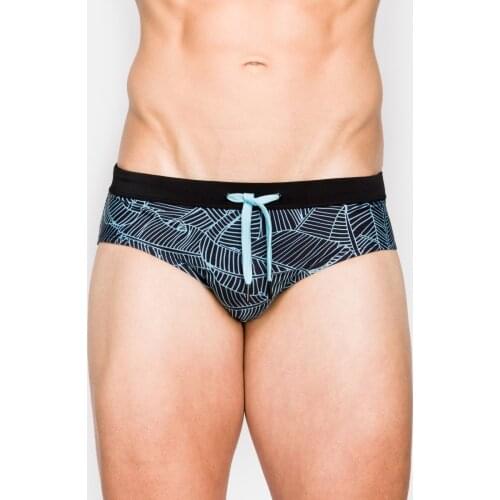 Mens Bikini Swim Briefs Sexy Leaves Print Beach Shorts Men Sunbathing Suits Low Rise Surfing Swimming Trunks Male XX-618