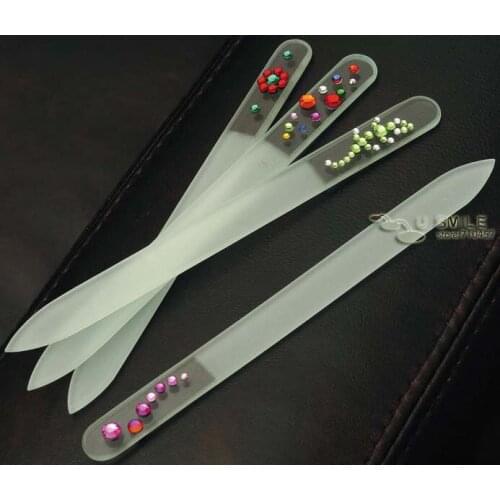 Crystal Glass Nail Art File Manicure Rhinestone ADORNED as you lke,you choose design nail files#NF014