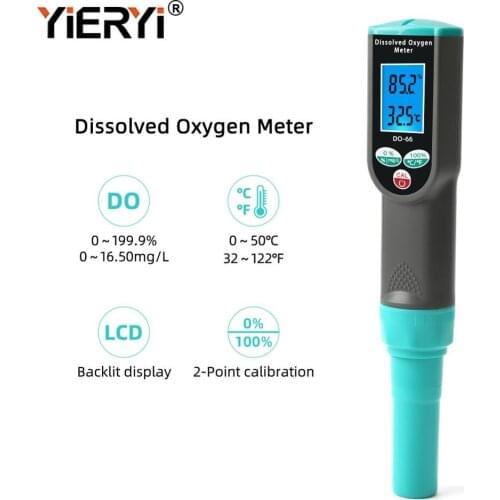 Yieryi DO-66 Pen Type Intelligent Dissolved Oxygen Analyzer Measurement range 0 ~16.50mg/L for Aquariums, swimming pools, fish