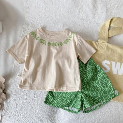 Hollead Baby Girls Clothing Sets Summer Children Cotton O-Neck T-shirt+pants 2 Pcs Clothes Set Toddler Kid Casual Outfits