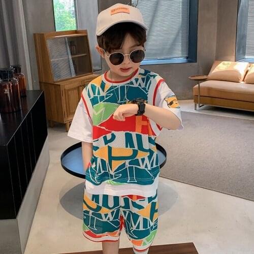 Boys Suit 2021 New Baby Kids Short-sleeve Summer Childrens Quick-drying Clothes Two-piece Trend