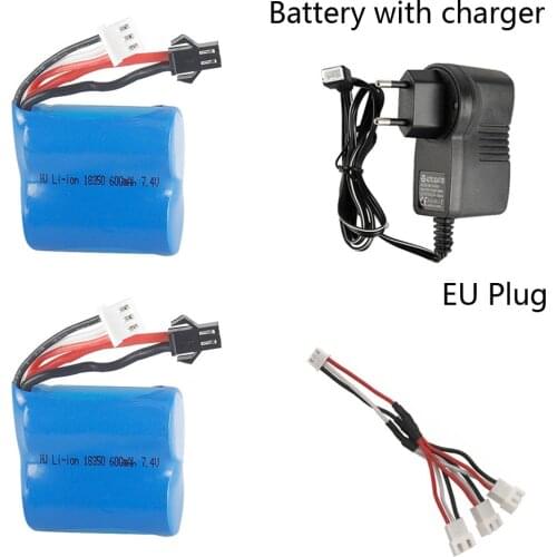 7.4V 600mAh 18350 Li-ion Battery with charger 3in1 cable for H100 H102 S2 High Speed RC Boat 7.4 v 600 mAh 15C Lipo Battery