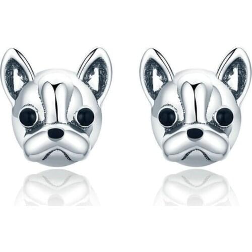 1 Pair French Bulldog Metal Earrings Lovely Animal Ear Studs for Women Fashion Jewelry Gift DIY Dropshipping