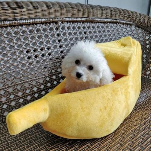 Cute Banana Shape Pets Bed House Warm Cozy Cat Nest Wide Scope of Application Dog Puppy Mat Basket Kennel Foldable Nest