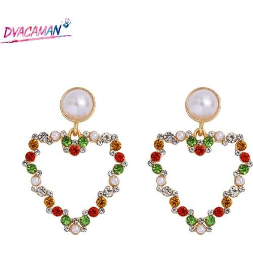 Dvacaman Cute Bowknot Crystal Round Circle Dangle Earrings for Women 2020 Christmas Gift Charm Simulated Preal Earrings Bijoux