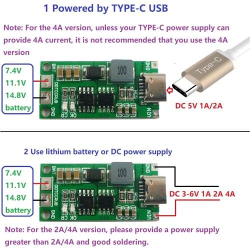 Multi-Cell 2S 3S 4S TypeC To 8.4V 12.6V 16.8V Step-Up Boost Polymer Li-ion Charger Module 7.4V 11.1V 14.8V 18650 Lithium Battery