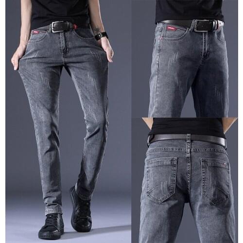 Brand 2020 New Arrivals Jeans Men Quality Casual Male Denim Pants Straight Slim Fit Dark Grey Mens Trousers Yong Man