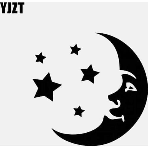 YJZT 12.5CM*12.2CM MOON WITH STARS Vinyl Decal Cartoon Car Stickers Black/Silver C3-0675