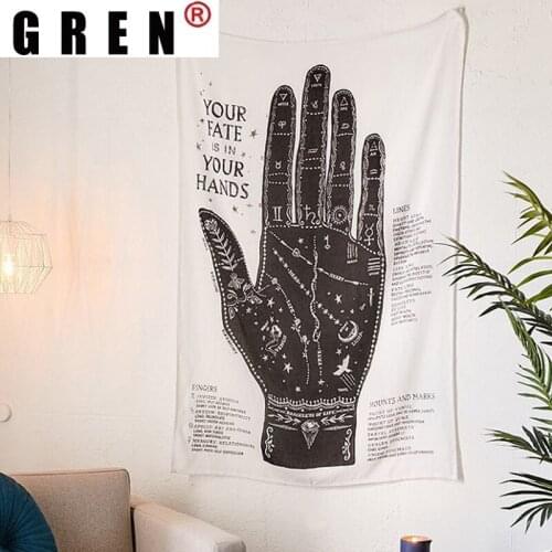 GREN Letter Hand Torat Boho Tapestry Wall Hanging Covering Rugs Background Cloth Beach Mat Blanket Art Bedroom Dorm Home Decor