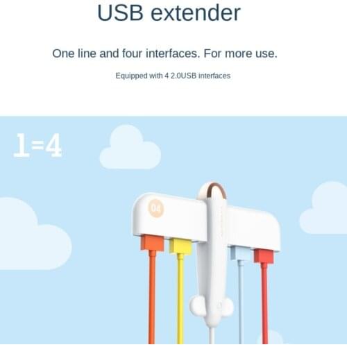 3life Airplane Toy Model Desktop Cable Organizer 4 USB Charging Extender Office Home Desktop Storage Four-port HUB Splitter