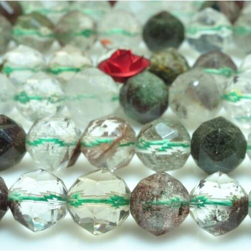 Natural Phantom Quartz Diamond Faceted Round Loose Beads Wholesale Gemstone Semi Precious Stone Bracelet Necklace Jewelry Making
