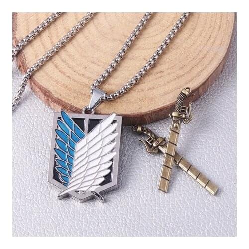 Anime Necklace Attack on Titan Rival Ackerman Alloy Pendant Chain Choker Neck Ring Acrylic Keychain Bag Pendant Keyring Gifts
