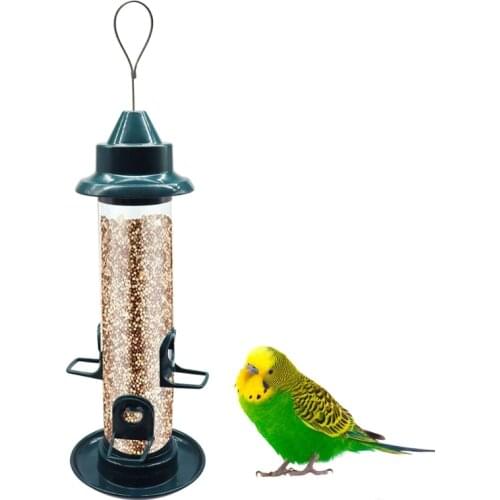 Hanging Wild Bird Feeder Classic Transparent Tube All Plastic Bird Feeder for Garden Yard Outdoor with 3 Feeding Ports