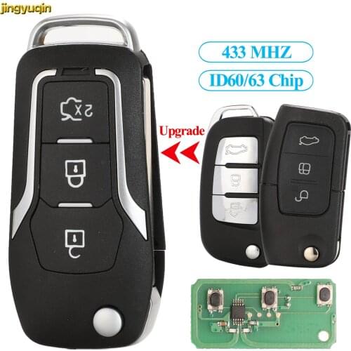 Jingyuqin Remote Control Flip Car Key 4D60/63 433MHZ For Ford Focus 2 C-Max Escape Fiesta Ecosport Kuga Ka 3 Buttons HU101 Blade