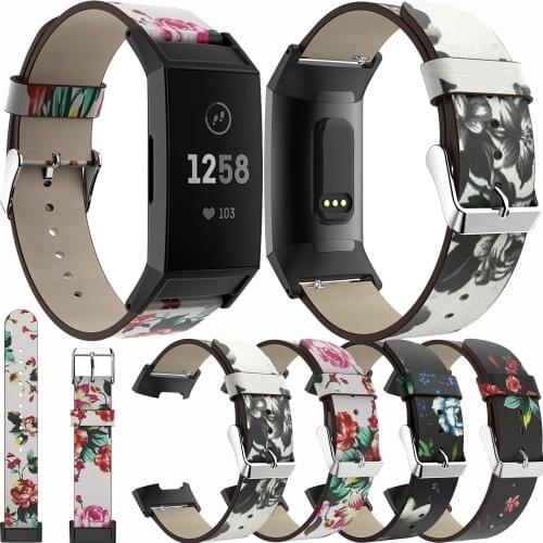 New Genuine Leather Printed Strap For Fitbit Charge 3 Watchbands Accessories Bracelet Replacement For Fitbit Charge 3 Watch band