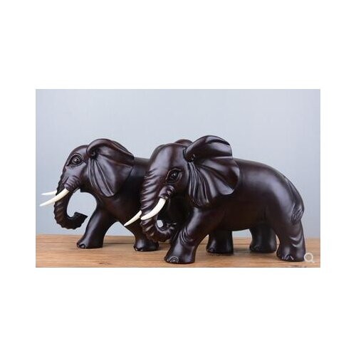 Carved wooden elephant a pair of wooden living room porch black sandalwood hand-carved decoration statue factory direct selling