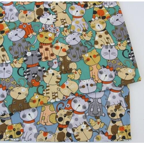 Printed Cartoon Cat Fabric Kids Cotton Fabric by half meter for DIY sewing patchwork fabric sheet fabric